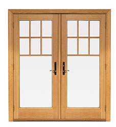 hinged french patio door with windows